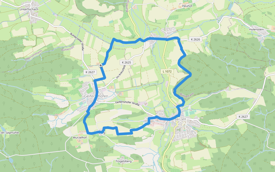Bühlerzell - RW WL walking route map in Bühlerzell
