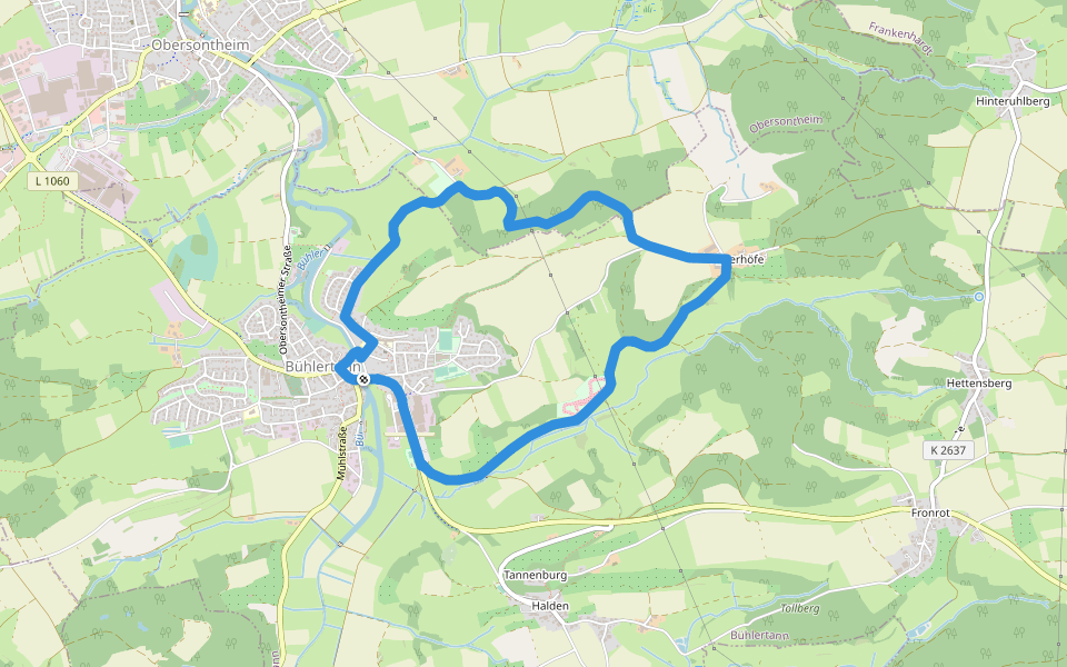 Bühlertann - RW 4 walking route map in Bühlertann