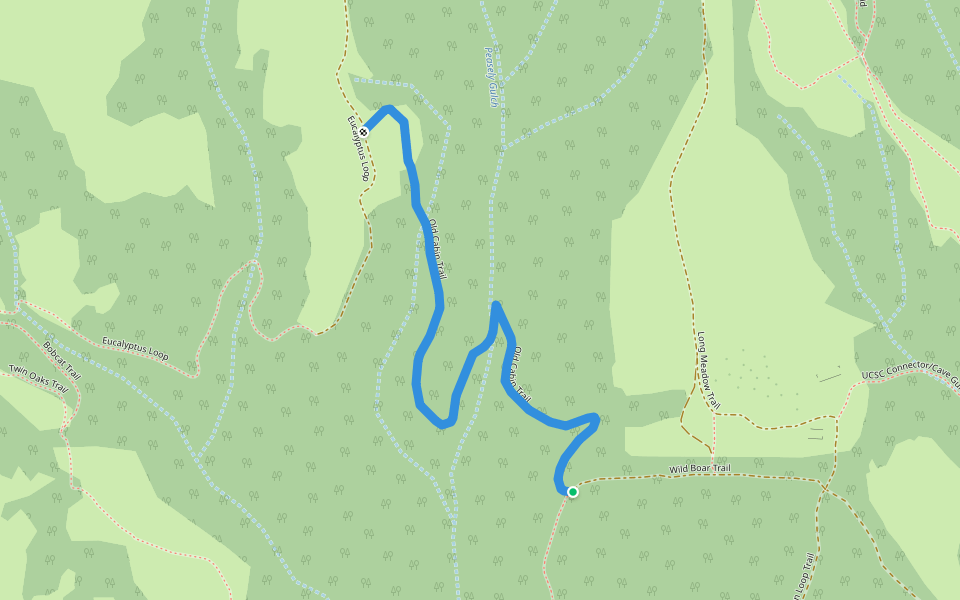 Old Cabin Trail walking route map in Santa Cruz