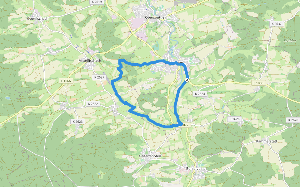 Bühlertann - RW 2 walking route map in Bühlertann