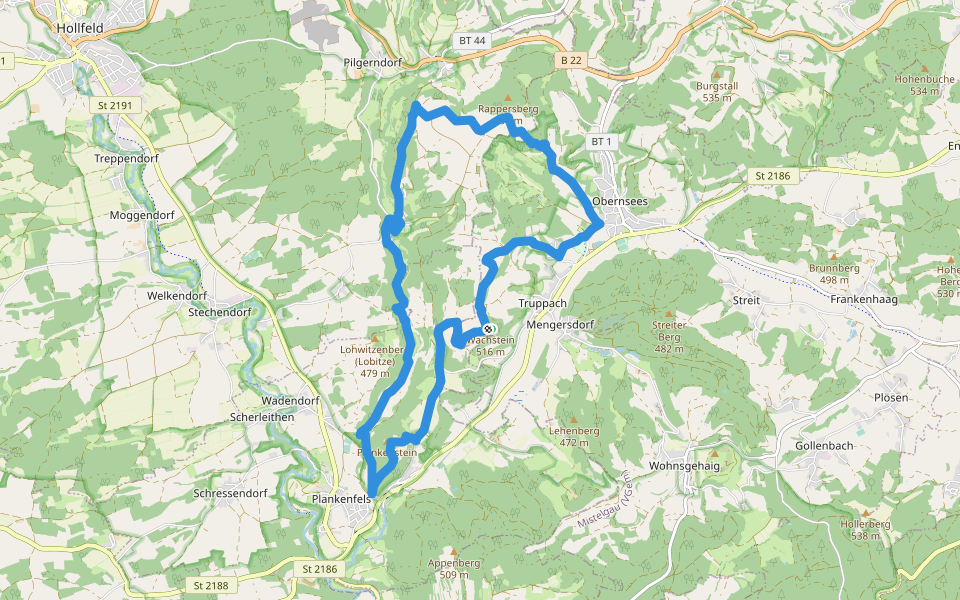 Plankenfels Rundwanderweg "Lochautalweg" walking route map in Mistelgau