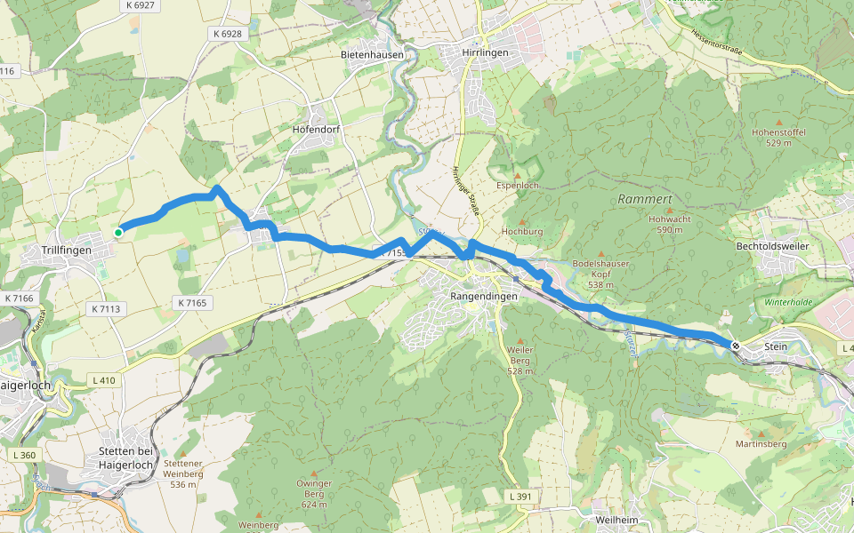 Tübinger Jakobusweg walking route map in Haigerloch