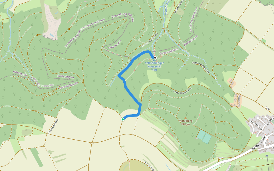 Querweg - Weg-5 - Wasserfall bis Rote Gabel walking route map in Burladingen