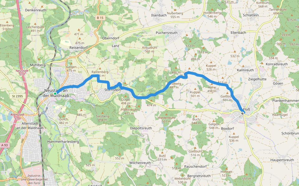 Neustadt - Floß walking route map in Neustadt an der Waldnaab