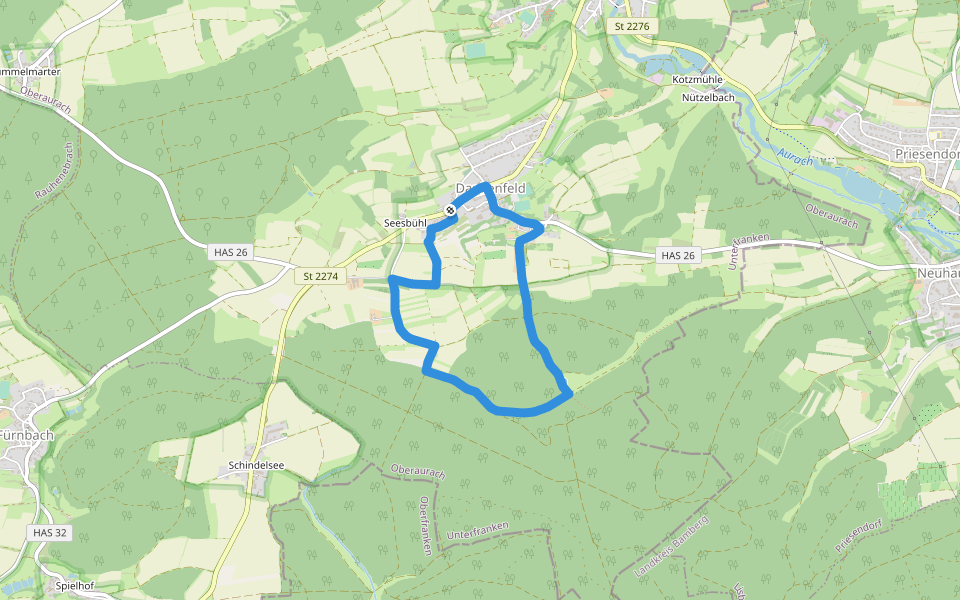 Rundweg Oberaurach O 6 walking route map in Oberaurach
