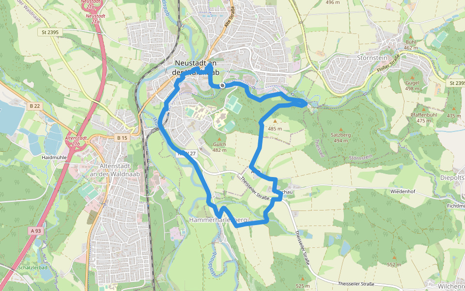 Rundwanderweg 1 - Harlesberg walking route map in Neustadt an der Waldnaab