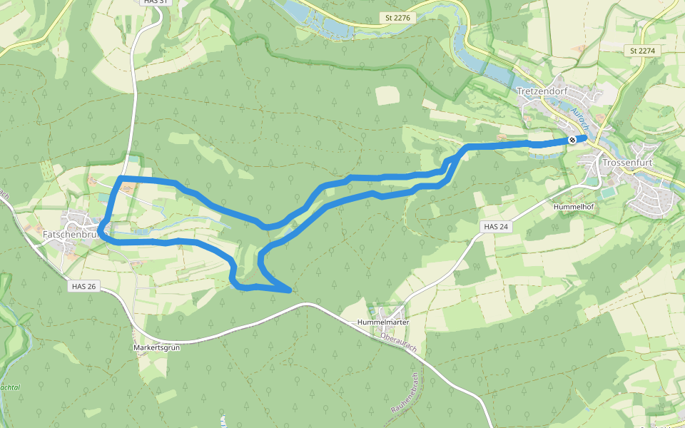 Rundweg Oberaurach O 1 walking route map in Oberaurach