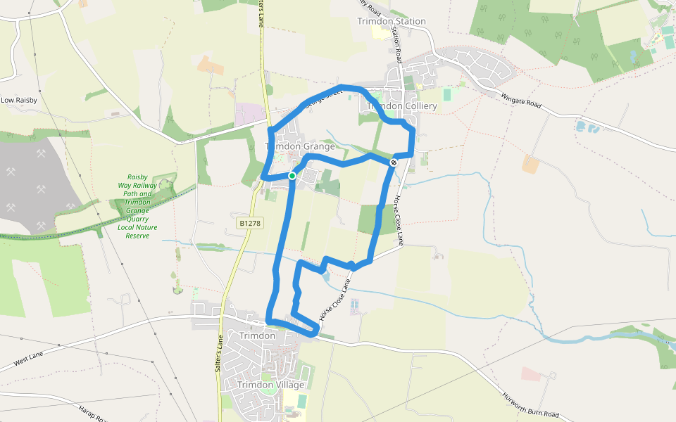Trimdon Parish Circular Walk walking route map in Trimdon Grange