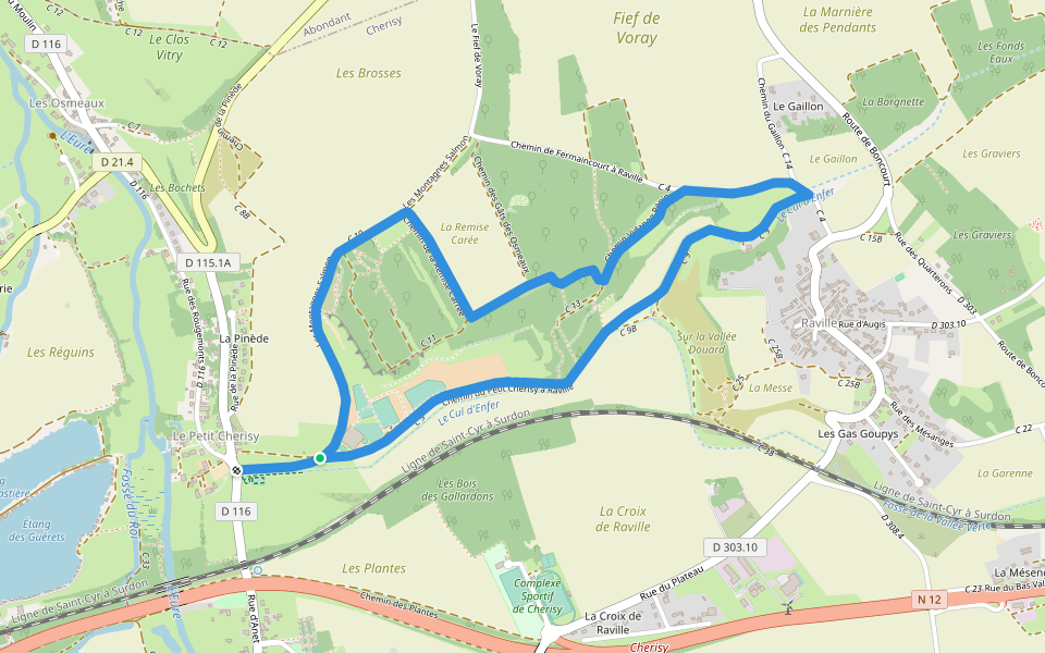La boucle des Gâts walking route map in Cherisy