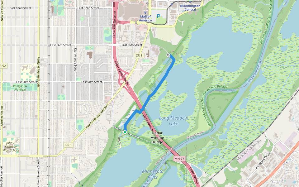 Hogback Ridge Trail walking route map in Bloomington