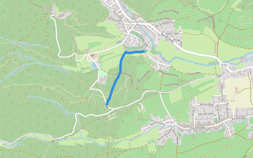 Liaison Croix Bleu - Croix Bleu walking route map in Jungholtz