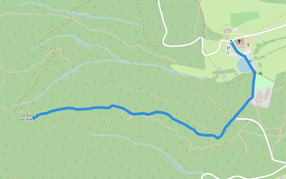 Liaison Thierenbach - Croix Bleu Croix Bleu walking route map in Jungholtz