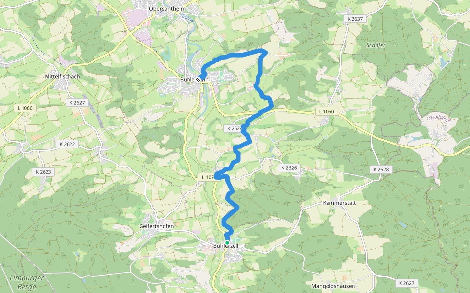 Bühlertalwanderweg - Etappe 3 walking route map in Bühlerzell