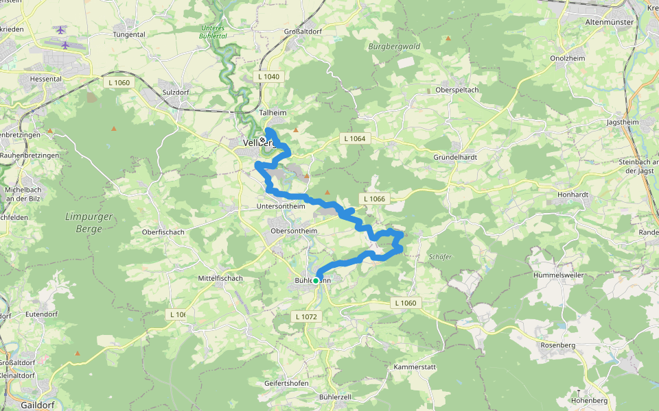Bühlertalwanderweg - Etappe 4 walking route map in Bühlertann
