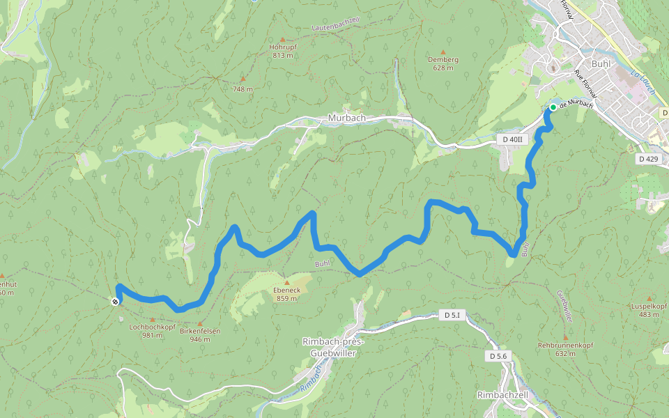 Buhl - Col de Judenhut "Rouge-blanc-rouge" walking route map in Buhl