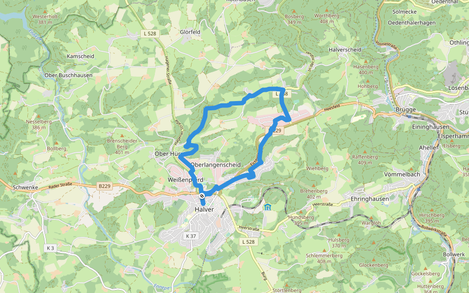 [II] Rundweg Halver - Carthausen walking route map in Halver