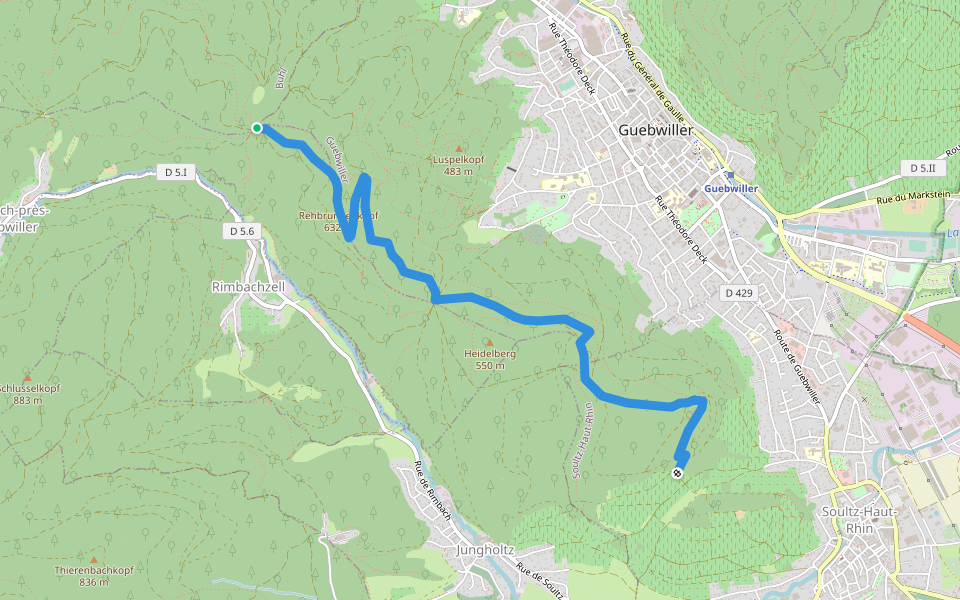 Soultz - Col de Peternit Triangle bleu walking route map in Rimbach-prés-Guebwiller