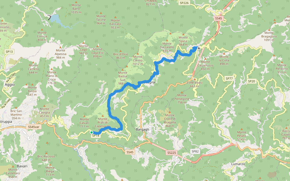Meco - Scoffera walking route map in Meco