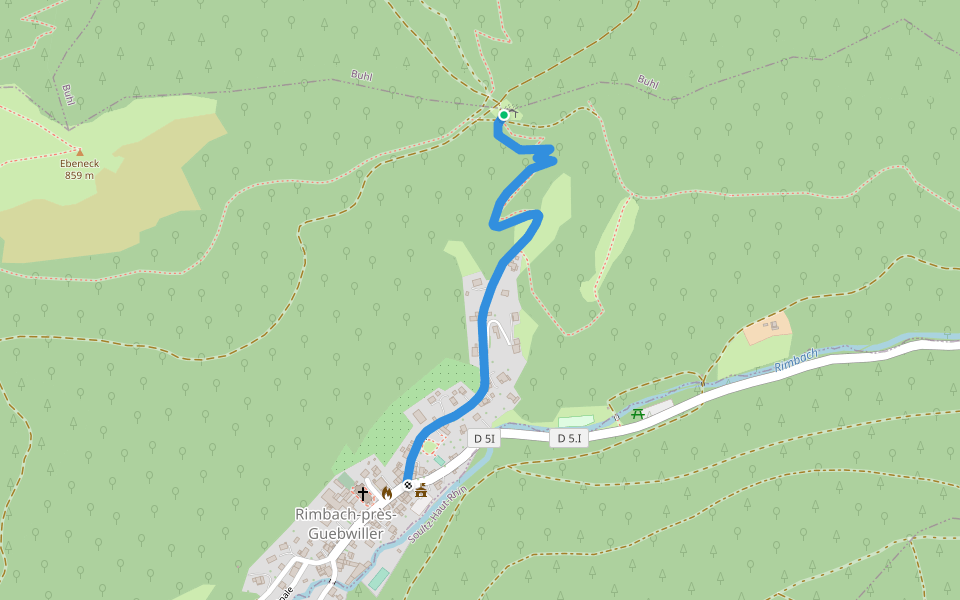 Rimbach près Guebwiller - Munsteraeckerle Disque rouge walking route map in Rimbach-prés-Guebwiller