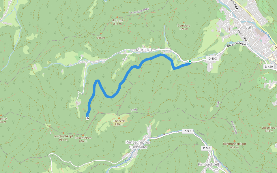 Pont St Barnabé - "Rouge-blanc-rouge" Triangle rouge walking route map in Buhl