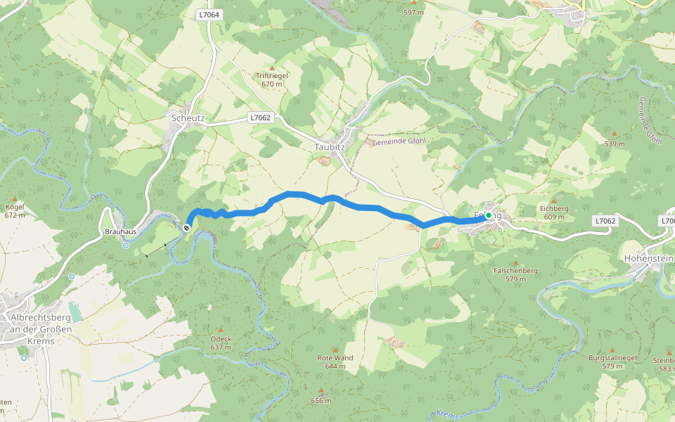 Felling-Weißenstein walking route map in Felling