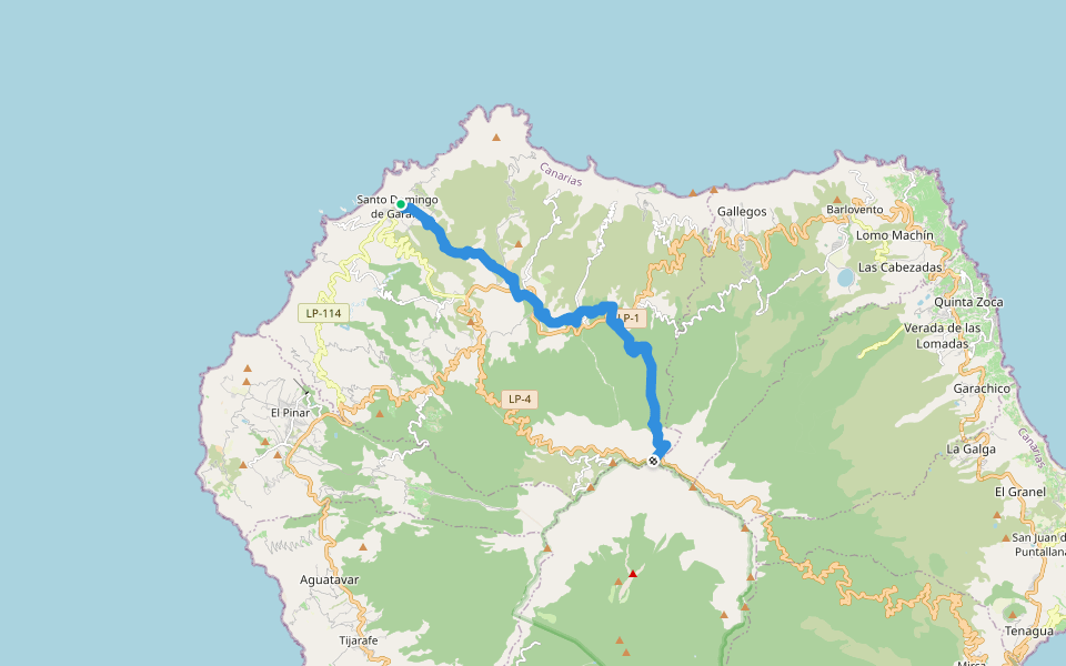 PR LP 9 Santo Domingo-Pico de La Cruz walking route map in Santo Domingo