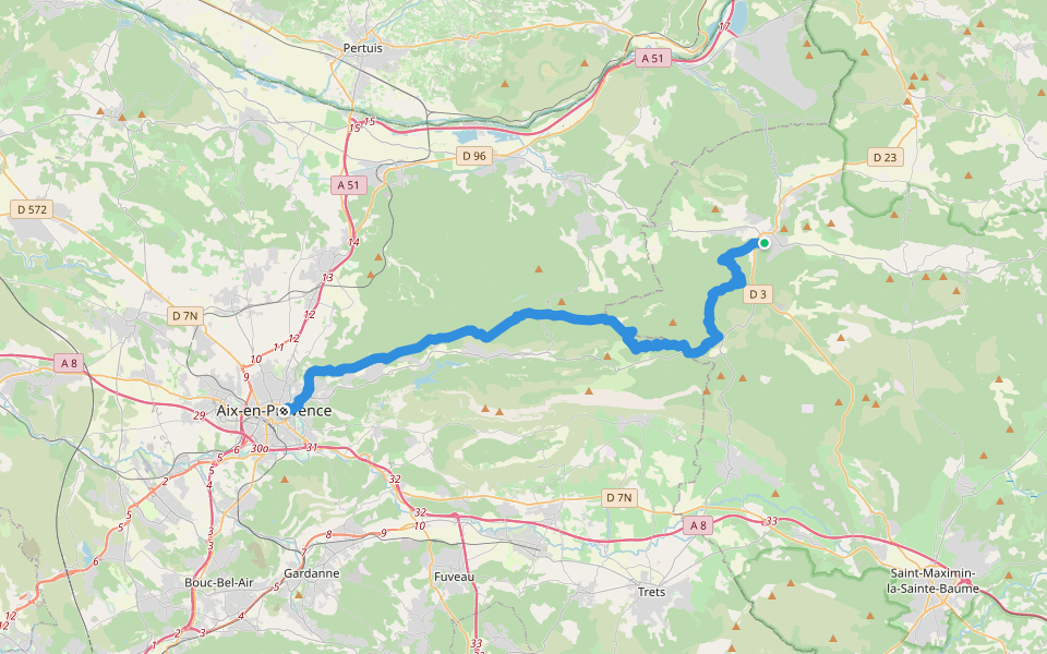 Chemin pastoral de Aix-en-Provence à Rians walking route map in Rians