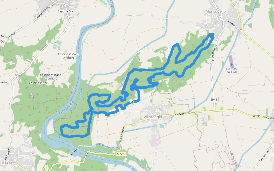 MoncriVilla Trail ROSSO walking route map in Villareggia