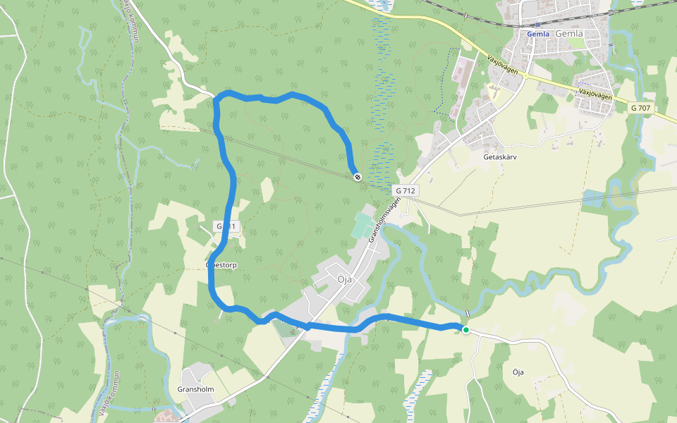 Öja-Öpestorpspåret walking route map in Öja