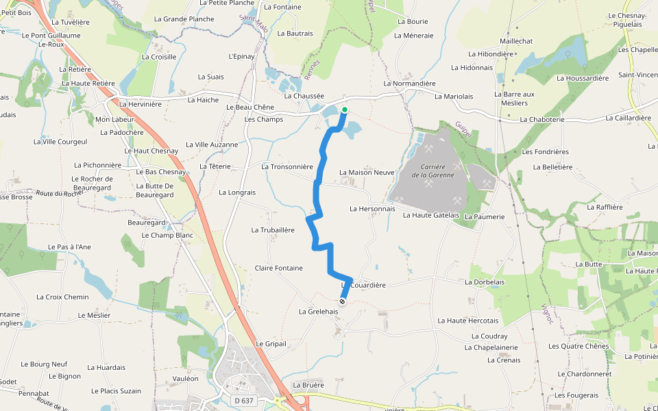 circuit du Gripail, ancienne variante walking route map in Vignoc