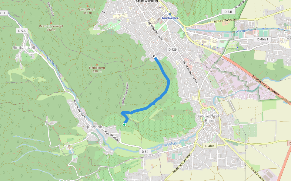 Guebwiller - Jungholtz Disque bleu walking route map in Jungholtz