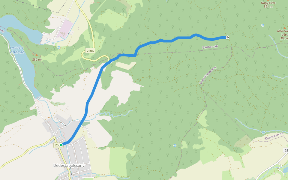 Felhagyott P walking route map in Dédestapolcsány