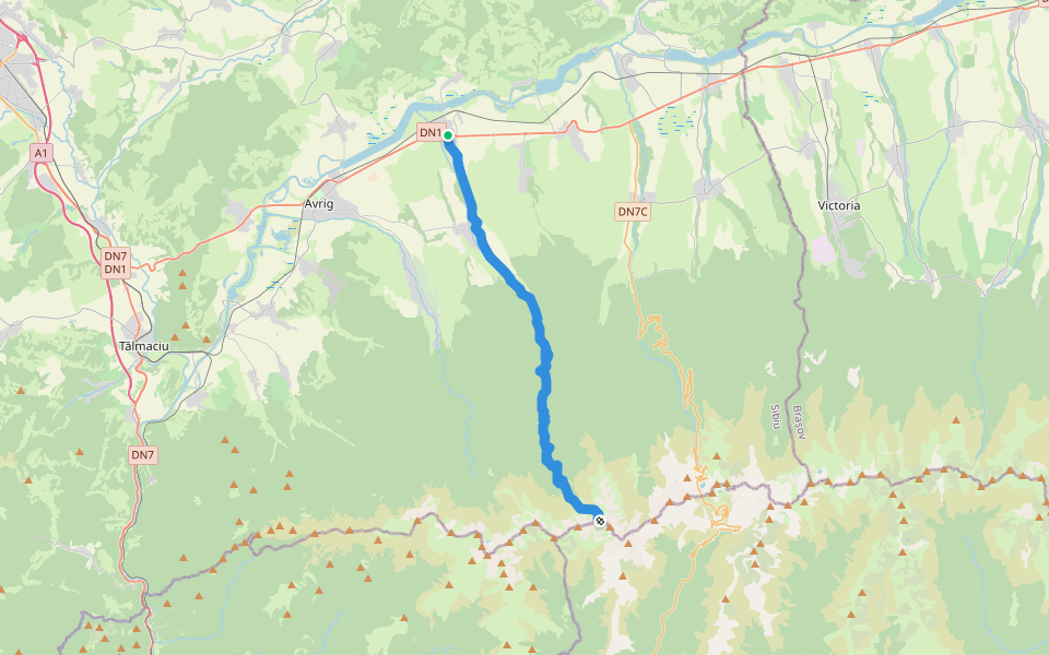Porumbacu de Jos - Cabana Negoiu - Șaua Cleopatra walking route map in Porumbacu de Jos
