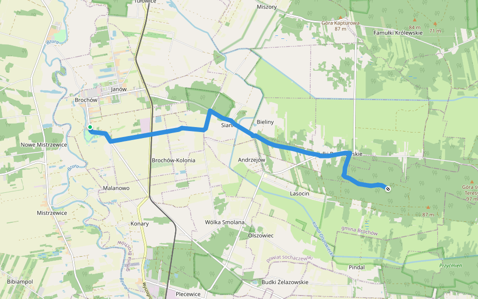 Brochowski Szlak Łącznikowy walking route map in Brochów