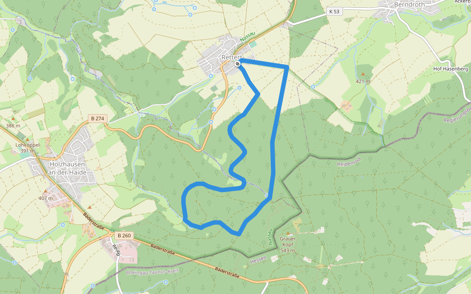 Schinder-Trail Backyard-Runde walking route map in Rettert