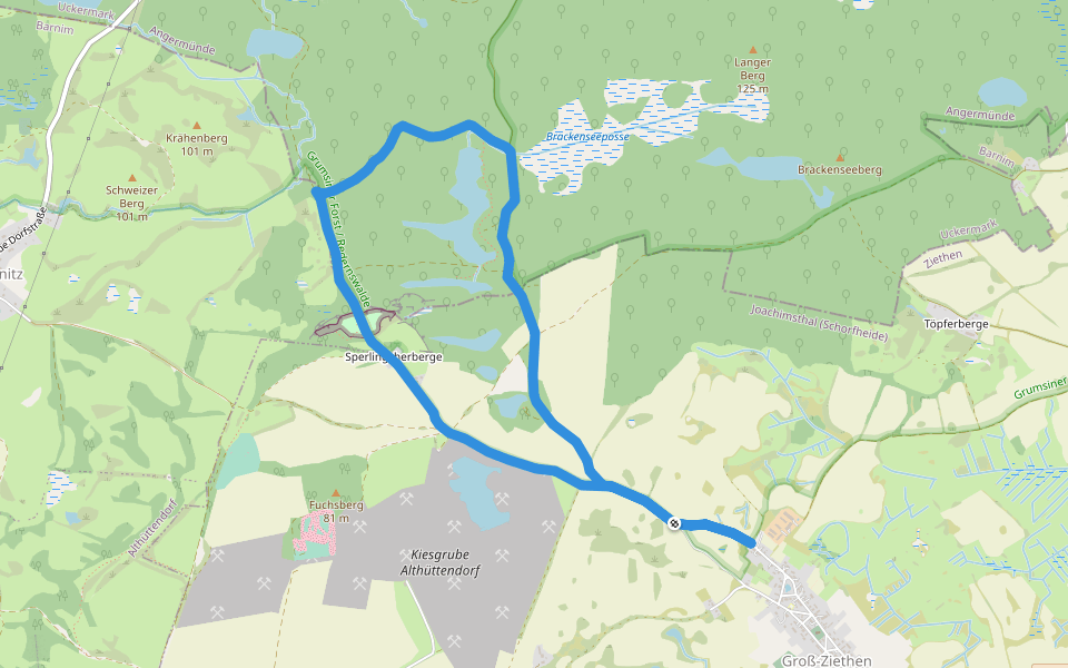 Grünes Buchenblatt walking route map in Ziethen