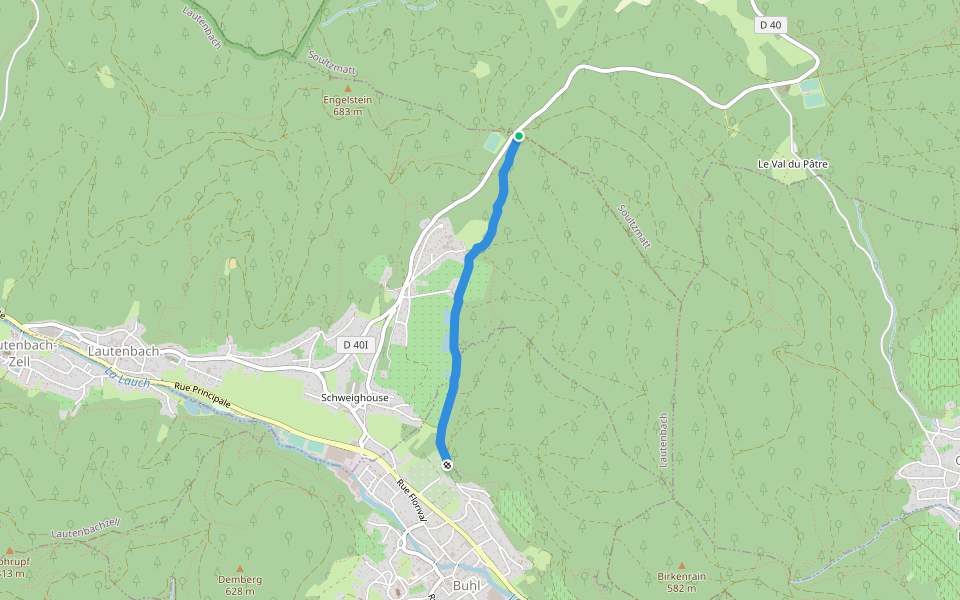 Schweighouse - Col de Bannstein Disque bleu walking route map in Soultzmatt