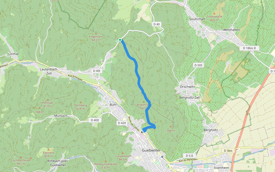 Guebwiller - Col de Bannstein Disque rouge walking route map in Soultzmatt