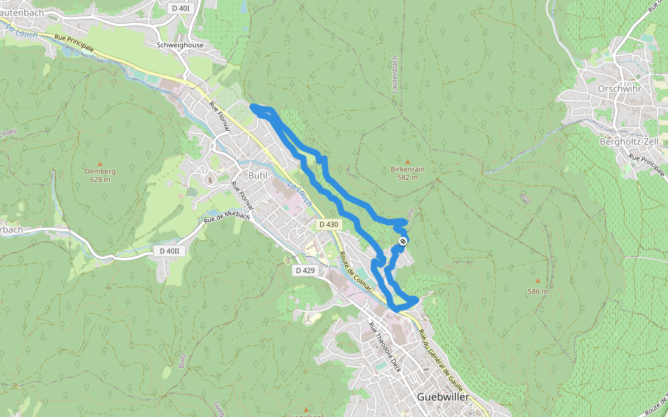 Circuit Guebwiller Anneau vert walking route map in Guebwiller