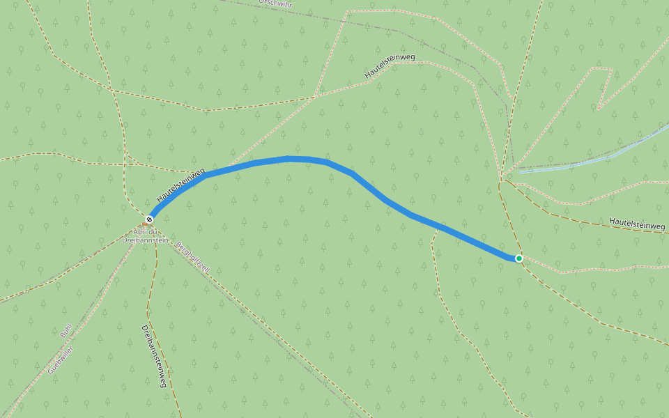 Dreibannstein - Anneau Rouge  Triangle bleu walking route map in Bergholtz−Zell