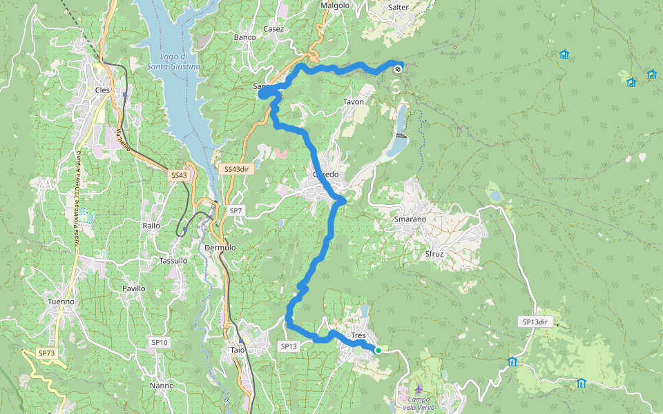 Sentiero Frassati - Tappa 7 via per Sanzeno walking route map in Tres