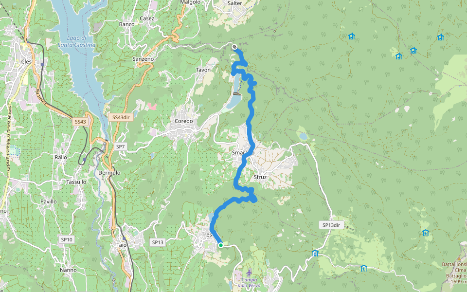 Sentiero Frassati - Tappa 7 via per Smarano walking route map in Tres