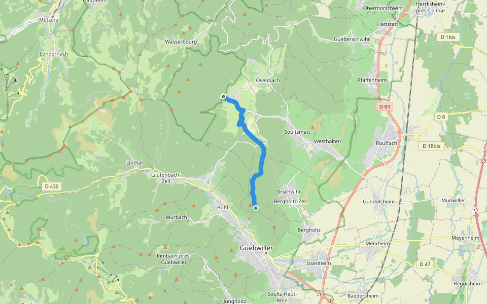 Wintzfelden - Dreibannstein   Disque jaune walking route map in Bergholtz−Zell