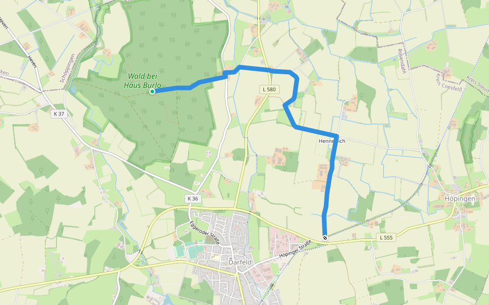 Darfeld Rundweg D4 walking route map in Rosendahl