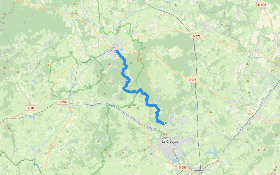 De Saint-Sernin à Autun walking route map in Saint-Sernin-du-Bois