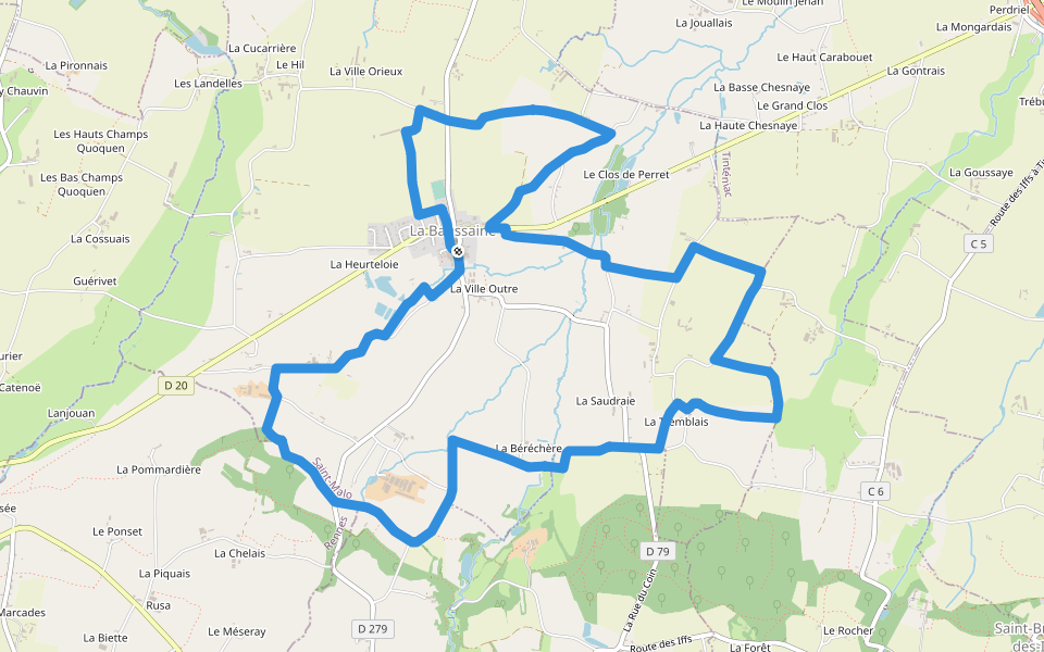 Les Crêtes walking route map in La Baussaine