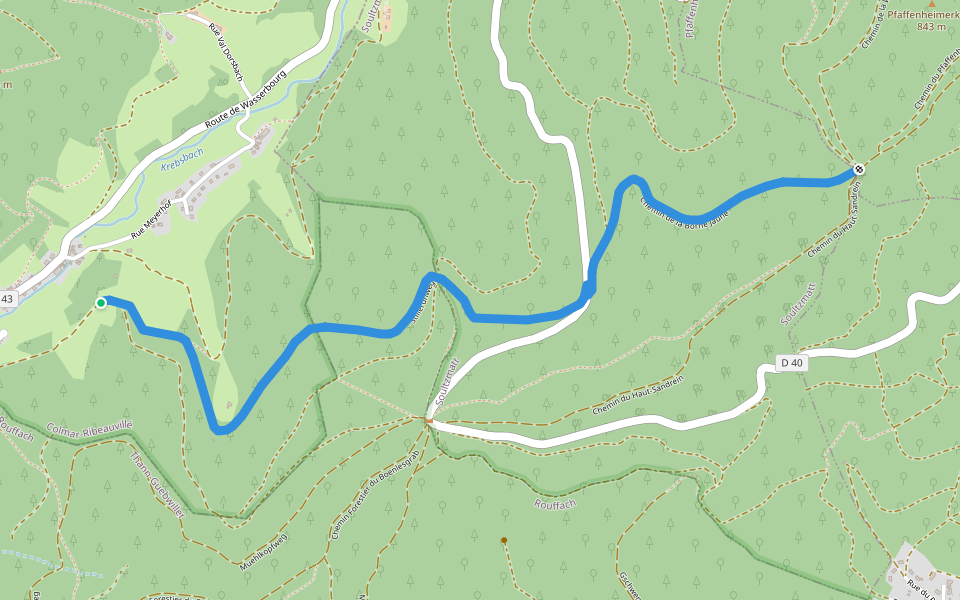 Wasserbourg - La borne jaune Croix bleu walking route map in Wasserbourg
