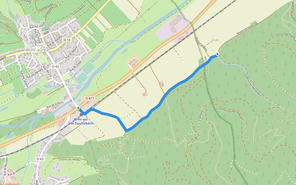 D 417 - Disque jaune Disque bleu walking route map in Wihr-au-Val