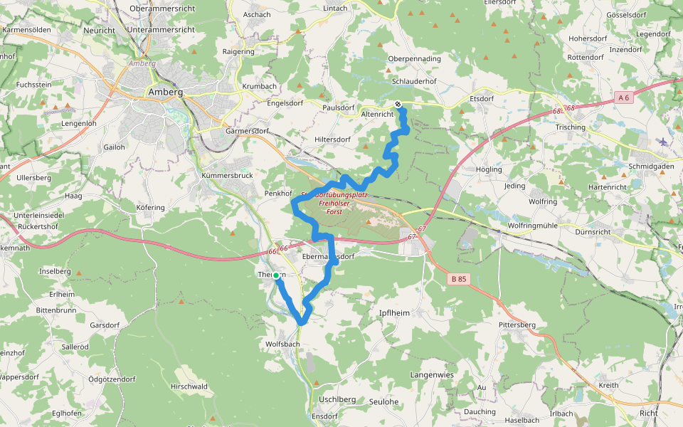 Erzweg, Etappe 9: Paulsdorf - Theuern walking route map in Kümmersbruck