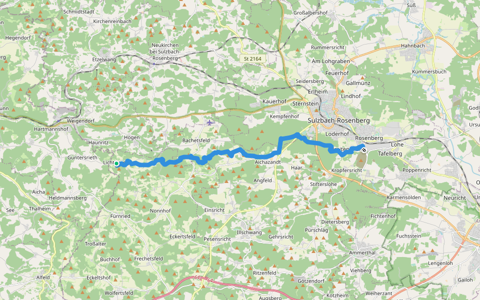 Erzweg, Etappe 6: Lichtenegg - Sulzbach walking route map in Birgland